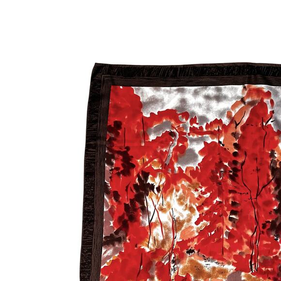 Vintage Vera Neumann Autumnal Trees Hand Rolled Scarf 30x30.5 - Picture 2 of 8